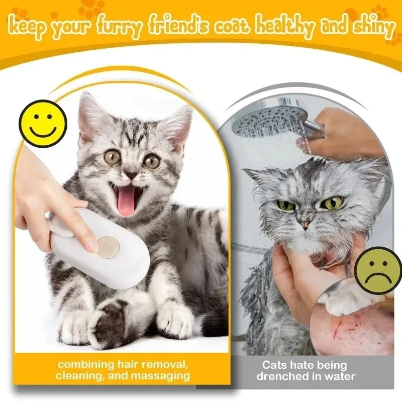 3-In-1 Pet Hair Brush Cat Hair Comb Electric Pet Cleaning Brush Steam Spray Brush Massage Hair Removal Comb anti Flying Brushes