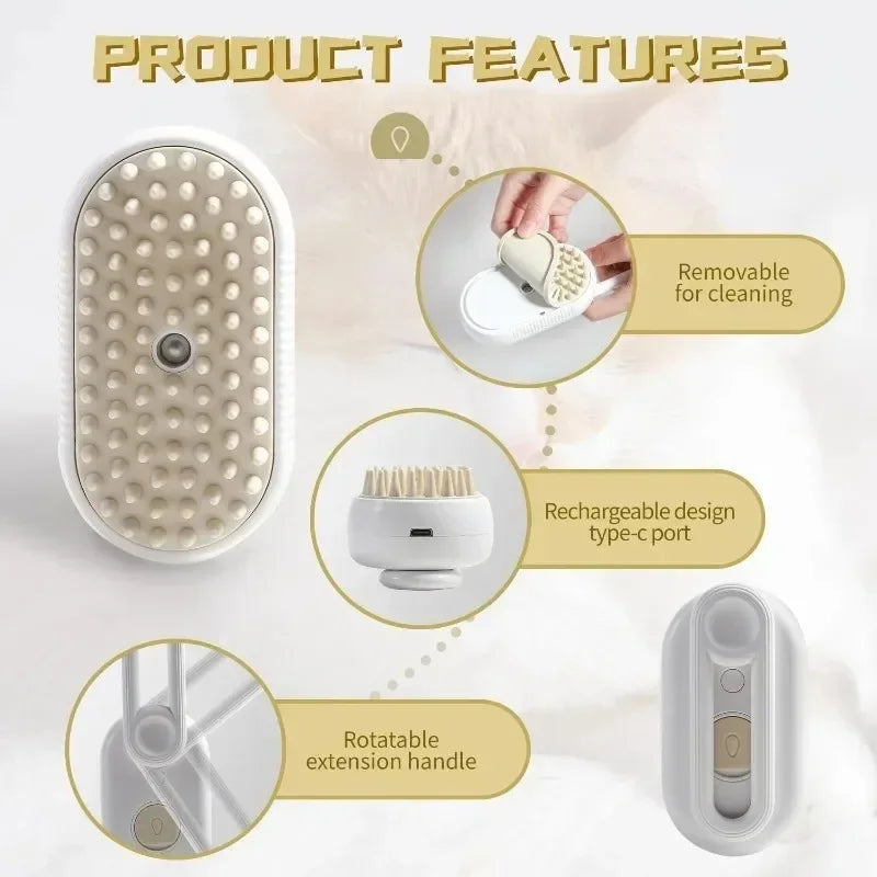 3-In-1 Pet Hair Brush Cat Hair Comb Electric Pet Cleaning Brush Steam Spray Brush Massage Hair Removal Comb anti Flying Brushes